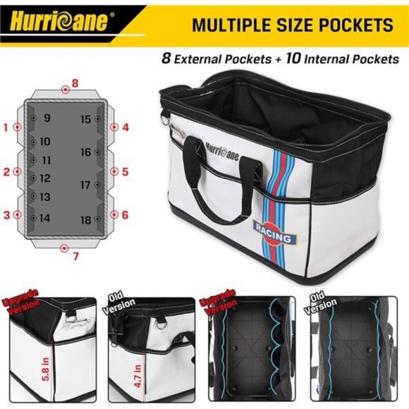 16 inch Wide Mouth Tool Bag with Water Proof Molded Base Extra Shoulder Strap - Picture 4 of 9